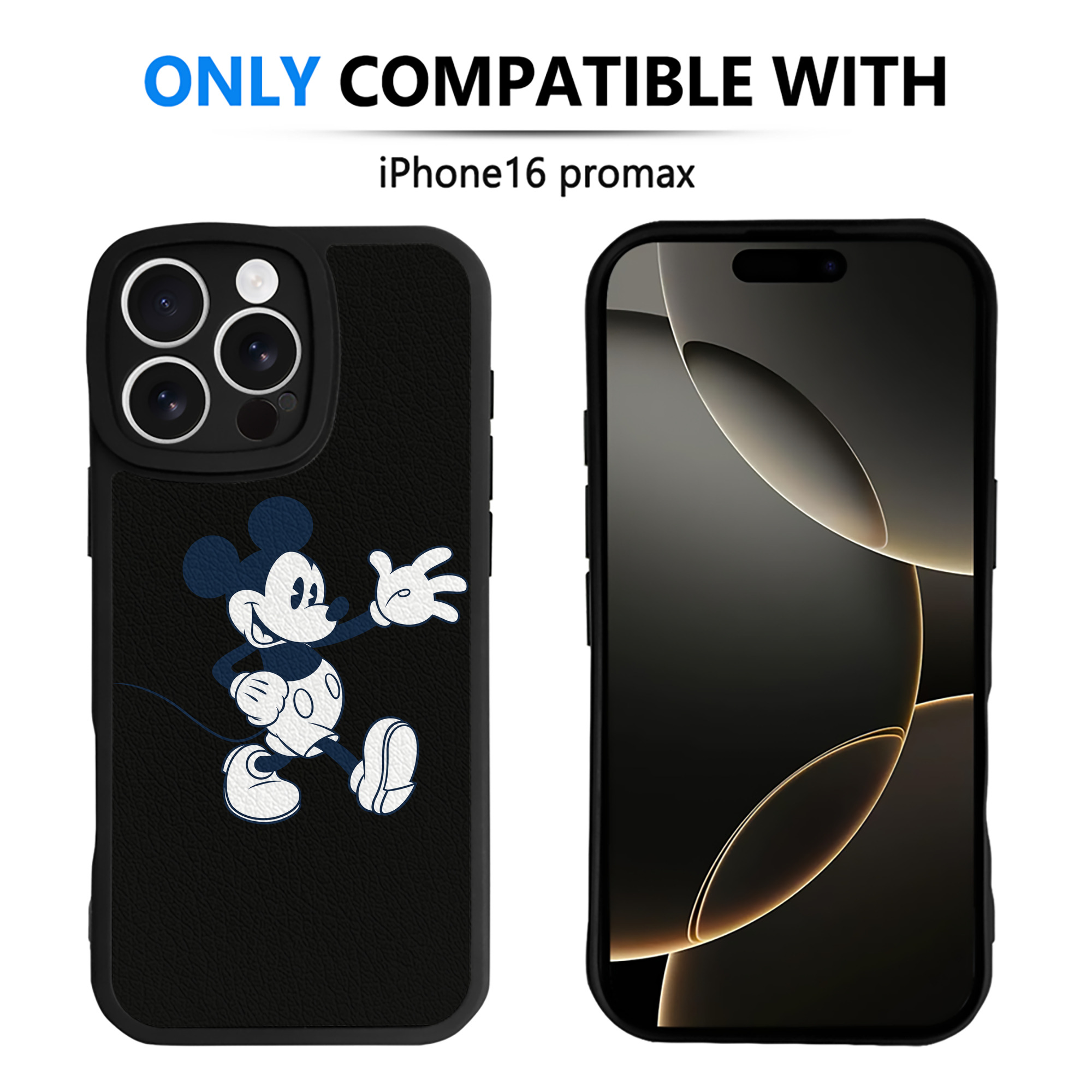 （画像用） ミッキーマウス Mickey Mouse 【iPhone 16シリーズ対応】シリコンスマホケース（レザー調） 材質：シリコン
